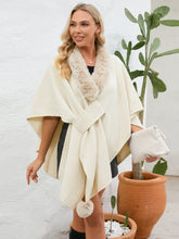 Load image into Gallery viewer, Fuzzy Trim Open Front Poncho (multiple color options)
