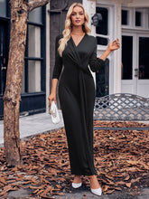 Load image into Gallery viewer, Slit Twisted Surplice Long Sleeve Dress (multiple color options)
