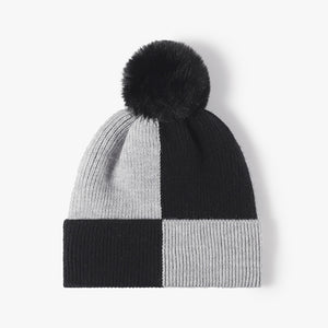 Color Block Knit Hat with Pom-pom (multiple color options)