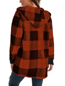 Plaid Long Sleeve Hooded Coat (multiple color options)