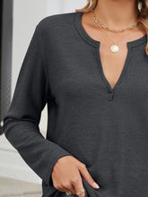 Load image into Gallery viewer, Waffle-Knit Notched Long Sleeve Top (multiple color options)
