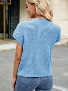 Round Neck Short Sleeve Sweater (multiple color options)