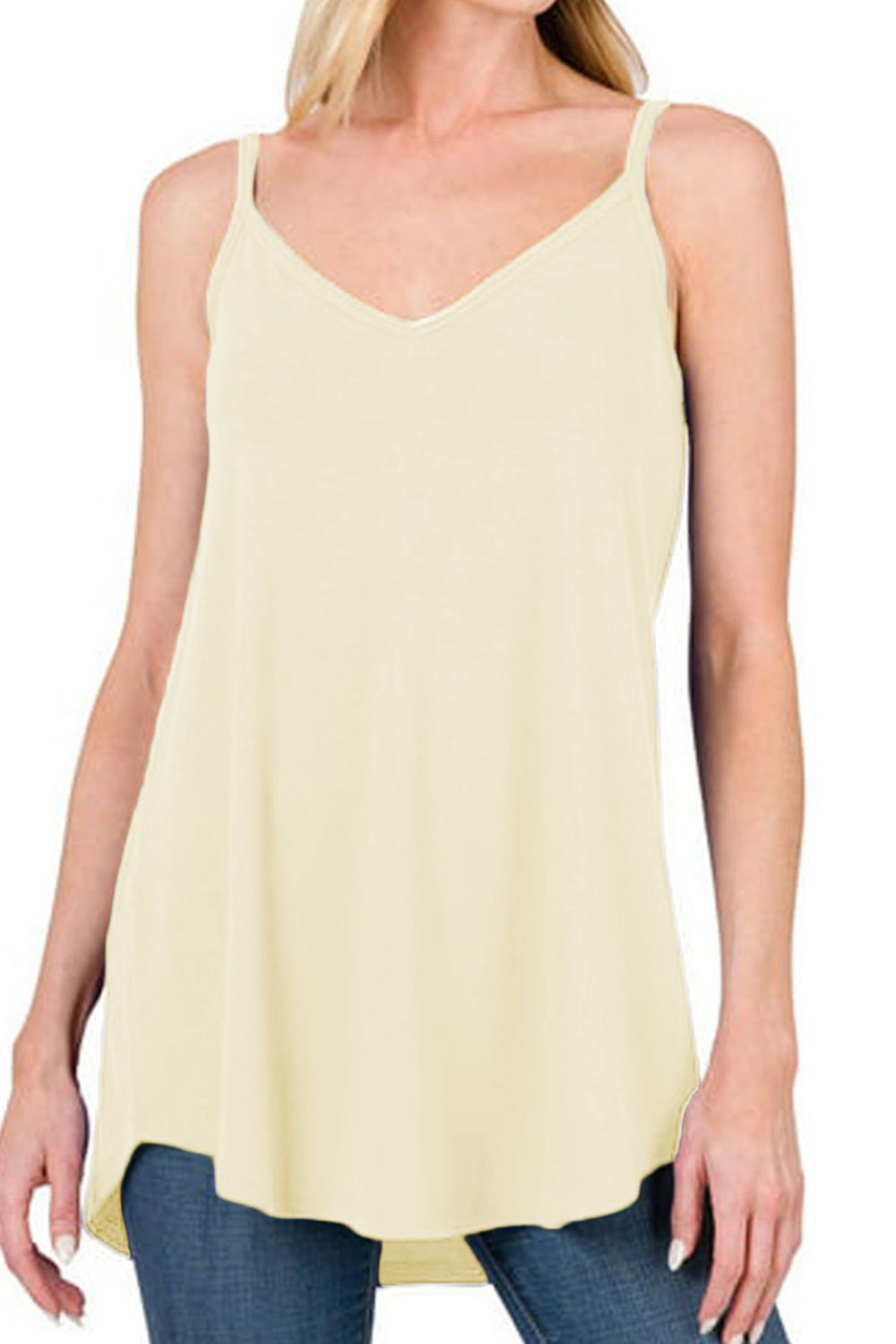 Spaghetti Strap V-Neck Flowy Tunic Cami (multiple color options)