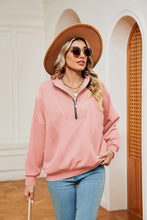 Load image into Gallery viewer, Half-Zip Dropped Shoulder Sweatshirt (multiple color options)
