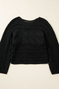 Openwork Cable Knit Long Sleeve Sweater (2 color options)