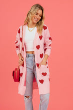 Load image into Gallery viewer, Heart Graphic Open Front Cardigan with Pockets (multiple color options)
