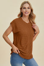 Load image into Gallery viewer, Cable-Knit Round Neck Cap Sleeve Sweater (multiple color options)
