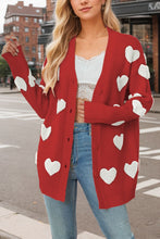 Load image into Gallery viewer, Heart Button Down Long Sleeve Cardigan (multiple color options)
