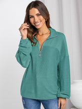 Load image into Gallery viewer, Half Zip Collared Neck Long Sleeve Sweatshirt (2 color options)
