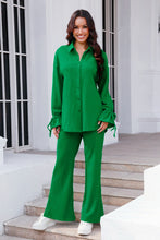 Load image into Gallery viewer, Drawstring Flounce Sleeve Shirt and Pants Set (multiple color options)
