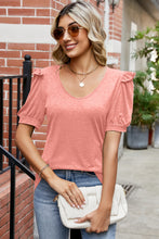 Load image into Gallery viewer, Round Neck Ruffle Trim Short Sleeve Top  (multiple color options)
