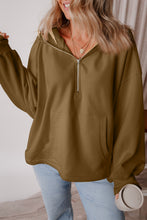 Load image into Gallery viewer, Pocketed Half Zip Dropped Shoulder Hoodie (multiple color options)
