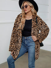 Load image into Gallery viewer, Fuzzy Leopard Hooded Long Sleeve Jacket
