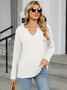 Notched Long Sleeve Top (multiple color options)