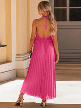 Load image into Gallery viewer, Pleated Halter Neck Sleeveless Dress (multiple color options)
