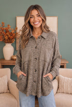 Load image into Gallery viewer, Cozy Knit Shacket in Warm Mocha
