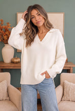 Load image into Gallery viewer, Collar Me Impressed Knit Sweater in Cream
