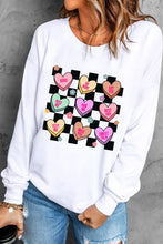 Load image into Gallery viewer, Valentine&#39;s Day Checkered Heart Long Sleeve Sweatshirt
