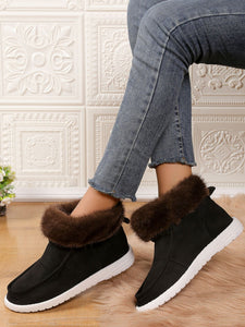 Faux Fur Suede Round Toe Sneakers (multiple color options)