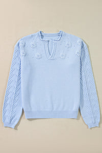 Daisy Notched Long Sleeve Sweater (multiple color options)