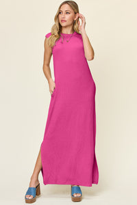 Texture Mock Neck Sleeveless Maxi Dress (multiple color options)