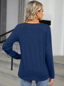 Notched Long Sleeve Top (multiple color options)