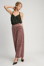 Load image into Gallery viewer, Elastic Waist Striped Wide Leg Velvet Pants in Burgundy
