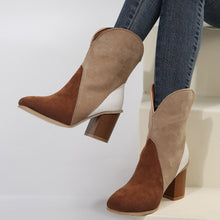 Load image into Gallery viewer, Suede Square Toe Block Heel Boots  (multiple color options)
