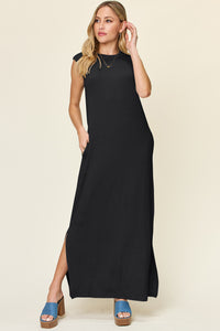 Texture Mock Neck Sleeveless Maxi Dress (multiple color options)