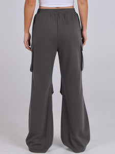 Elastic Waist Wide Leg Pants with Pockets (multiple color options)