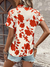 Load image into Gallery viewer, Flower Notched Short Sleeve Blouse (multiple color options)
