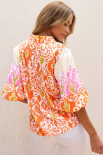 Load image into Gallery viewer, Printed Notched Half Sleeve Blouse
