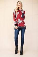 Load image into Gallery viewer, Animal Print Contrast Round Neck Top in Rust
