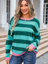 Load image into Gallery viewer, Striped Round Neck Dropped Shoulder Sweater (multiple color options)
