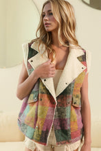 Load image into Gallery viewer, Snap Down Plaid Fleece Vest Coat with Pockets
