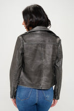 Load image into Gallery viewer, Zip Up Biker Jacket with Belt
