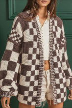 Load image into Gallery viewer, Checkered Open Front Long Sleeve Cardigan (multiple color options)
