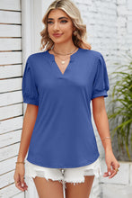 Load image into Gallery viewer, Notched Ruched Short Sleeve Top (multiple color options)
