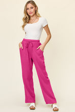Load image into Gallery viewer, Texture Drawstring Straight Pants (2 color options)
