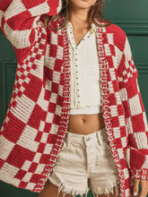 Load image into Gallery viewer, Checkered Open Front Long Sleeve Cardigan (multiple color options)
