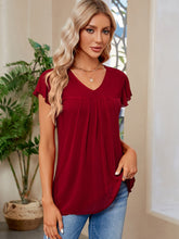 Load image into Gallery viewer, Ruched V-Neck Short Sleeve Top  (multiple color options)
