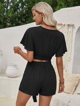 Load image into Gallery viewer, Surplice Flutter Sleeve Top and Tied Shorts Set (multiple color options)
