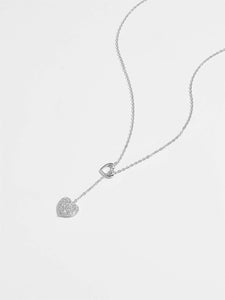 925 Sterling Silver Inlaid Zircon Heart Necklace (gold or silver)