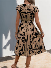 Load image into Gallery viewer, Perfee Tied Pleated Printed Cap Sleeve Dress (multiple color options)
