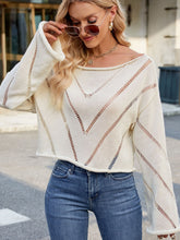 Load image into Gallery viewer, Openwork Boat Neck Long Sleeve Sweater (multiple color options)
