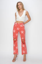 Load image into Gallery viewer, Distressed Raw Hem Star Pattern Jeans by Risen
