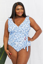 Load image into Gallery viewer, Float On Ruffle Faux Wrap One-Piece in Blossom Blue
