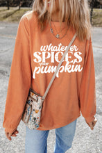 Load image into Gallery viewer, Whatever Spices Your Pumpkin Graphic Round Neck Long Sleeve Oversize Sweatshirt
