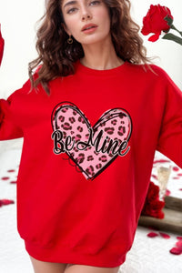 Valentine's Day BE MINE Heart Long Sleeve Graphic Sweatshirt