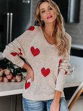 Load image into Gallery viewer, Heart Scoop Neck Long Sleeve Sweater (multiple color options)
